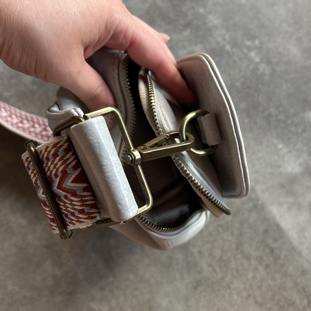 Light Gray Crossbody Bag with Fall Strap - Picture 3 of 5